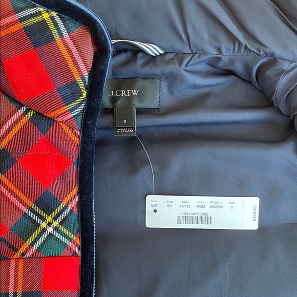 J. Crew Red and Navy Plaid Quilted Vest - Picture 2 of 5